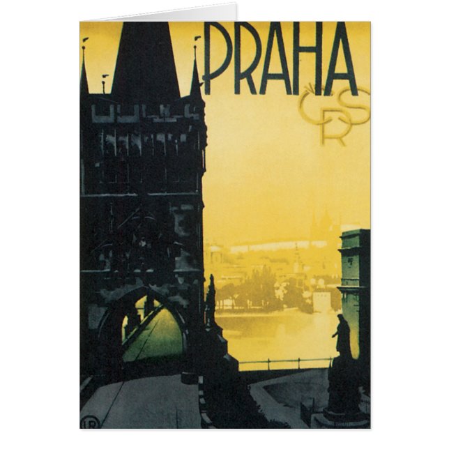 Cartão Vintage Praha Poster (Frente)