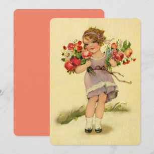 Cartão Vintage Primavera Flower Girl