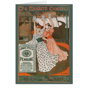 Cartão Vintage Product Label Art Pearline Modern Cleanser
