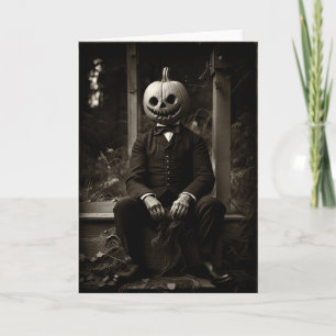 Cartão Vintage Pumpkin Head Halloween Card