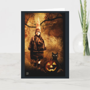 Cartão Vintage Pumpkin Witch Halloween Card