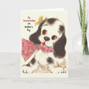 Cartão Vintage Puppy Dia de as mães Card para avó