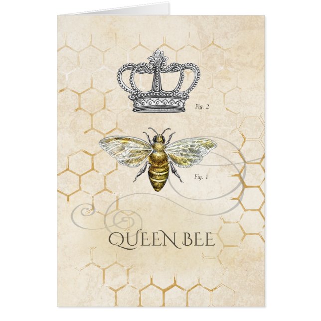 Cartão Vintage Queen Bee Honeycomb (Frente)