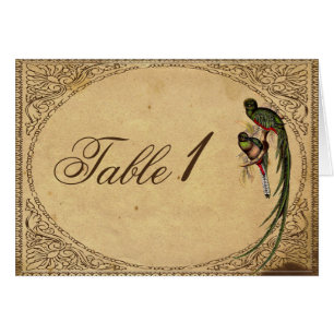 Cartão Vintage Quetzal Bird Elegante Número da Tabela