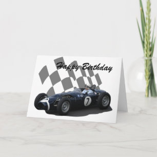 Cartão Vintage Racing Car Happy Birthday 1