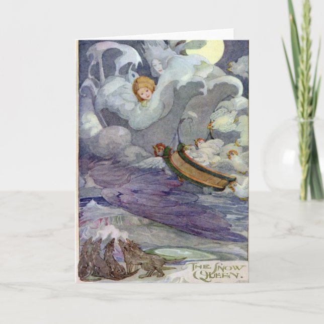 Cartão Vintage - rainha da neve, (Frente)