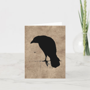 Cartão Vintage Raven Silhouette Black Ravens and Crows