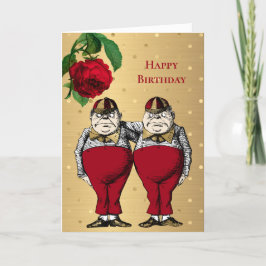 Cartão Vintage Red Dourado Tweedles Aniversário