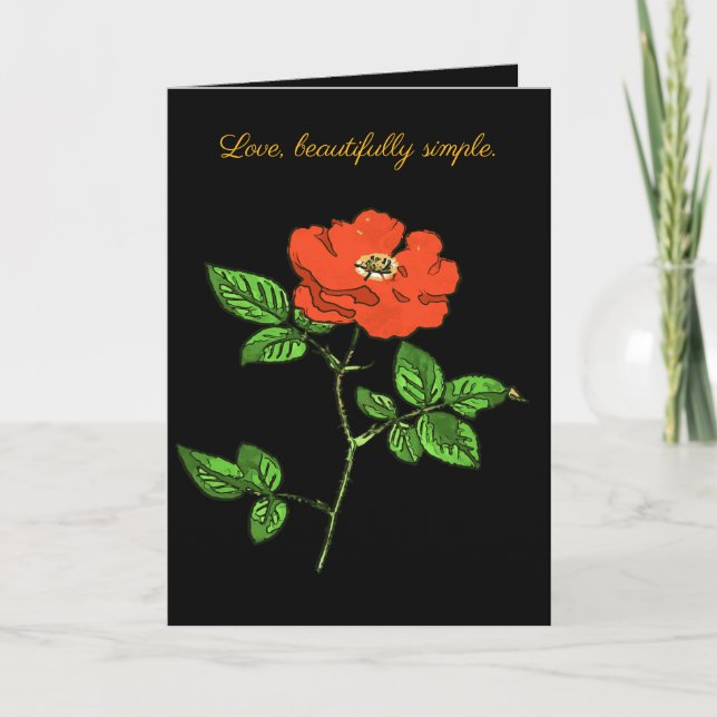 Cartão Vintage Red Rose Cartoon Style Cut Out (Frente)