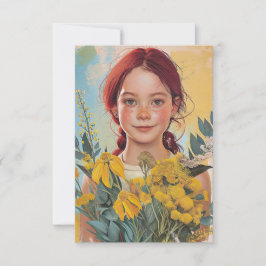 Cartão Vintage Redhead Australian Girl With Flowers