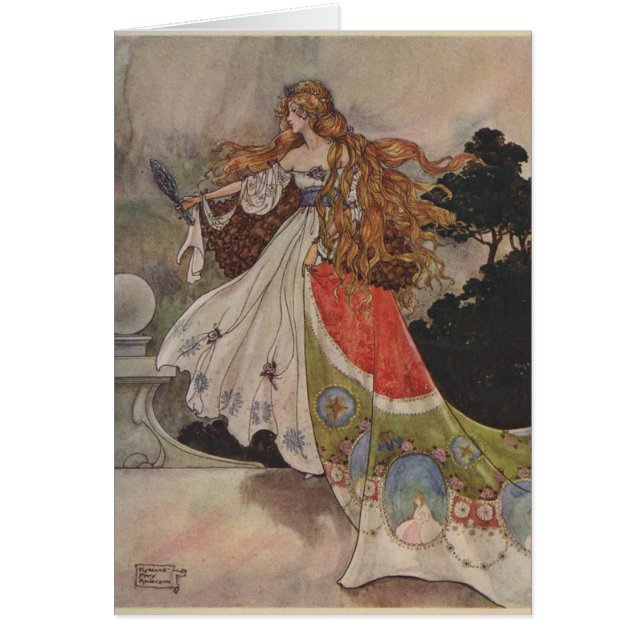 Cartão Vintage - Reflexão do Espelho, (Frente)