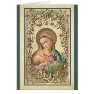 Cartão Vintage Religiosa Virgem Abençoada Mary Baby Jesu