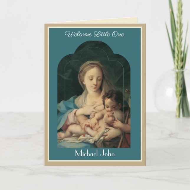 Cartão Vintage Religioso Bebê Virgem Maria (Frente)