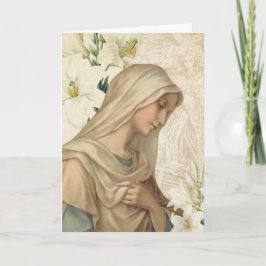 Cartão Vintage religioso do anjo dos lírios da Virgem