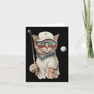 Cartão Vintage Retro Cat Jogando Golf