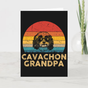Cartão Vintage Retro Cavachon Avô Amante de Cães Pata Pai