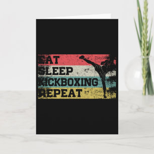 Cartão Vintage Retro Coma Dormir Kickbox Repita Funny Kic