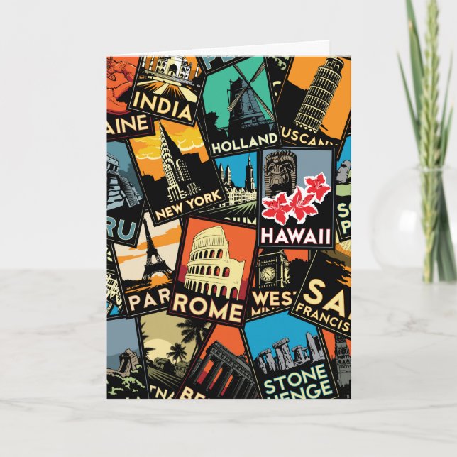Cartão Vintage retro Europa Ásia EUA dos posteres de (Frente)
