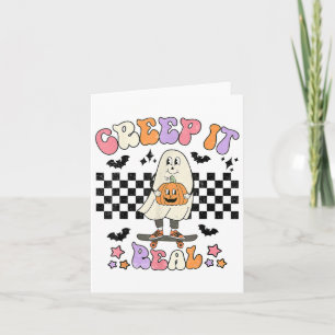 Cartão Vintage Retro Halloween Creme It Real Ghost Boy Fa