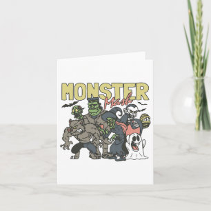 Cartão Vintage Retro Halloween Monster Mash Boo Ghost Wit