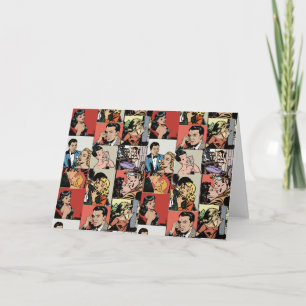 Cartão Vintage retro história de amor em quadrinhos