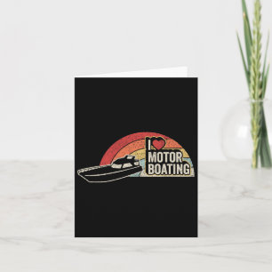 Cartão Vintage Retro I Love Motor Barco Funny Boater 2