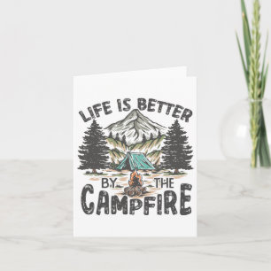 Cartão Vintage Retro Life É Melhor Em Torno Da Campfire C