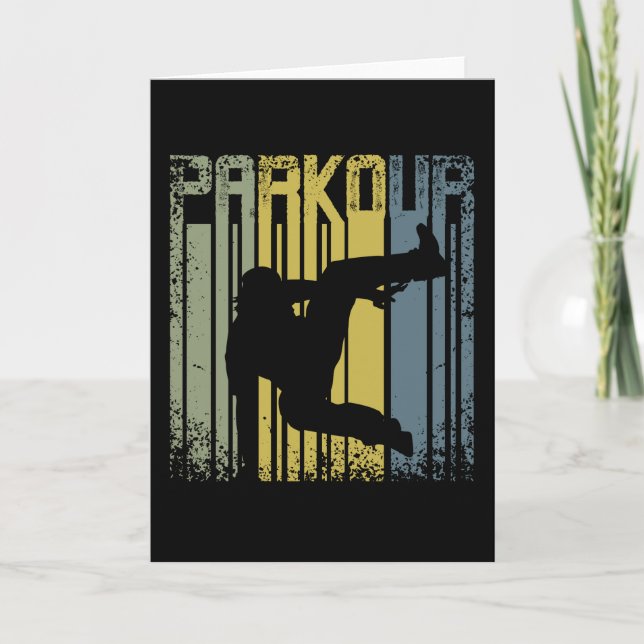 Cartão Vintage Retro Parkour Freerunning (Frente)