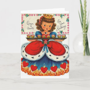 Cartão Vintage Retro Queen Of Heart Aniversário