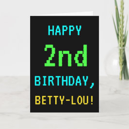 Cartão Vintage/Retro Video Game Look segundo aniversário