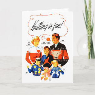 Cartão Vintage Retro Women 60s Knitting is Fun!