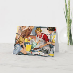 Cartão Vintage Retro Women Ad Let's Bake a Cake