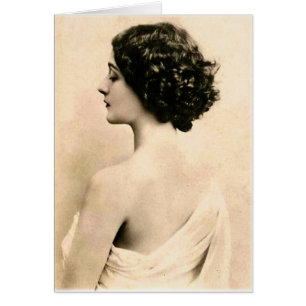 Cartão Vintage Retro Women Art Fotografia Jovem Mulher