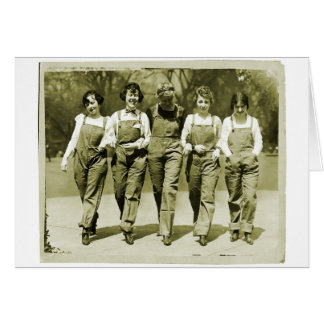 Cartão Vintage Retro Women Kitsch Jeans Overalls Girls