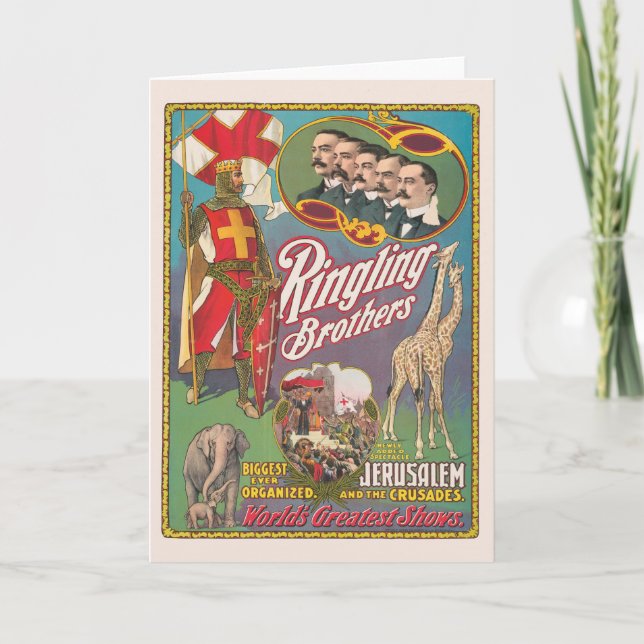 Cartão Vintage Ringling Brothers Circus Poster (Frente)