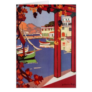 Cartão Vintage Riviera francês, France -