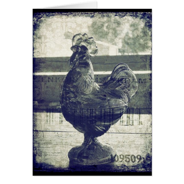 Cartão Vintage Rooster de Vidro (Frente)