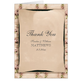 Cartão Vintage Rosa Wedding Obrigado