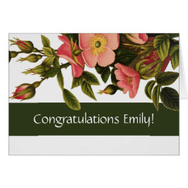 Cartão Vintage Rosas Belos Botânicos Rosa