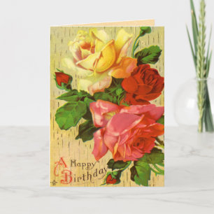 Cartão Vintage Rose Birthday Card