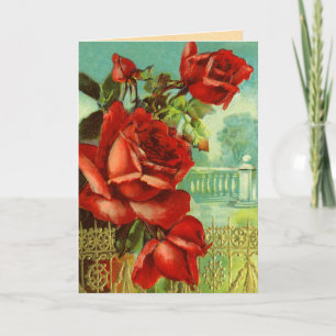 Cartão Vintage Rose Birthday Card