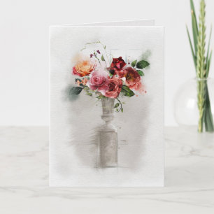 Cartão Vintage Rose Bouquet Simpatia