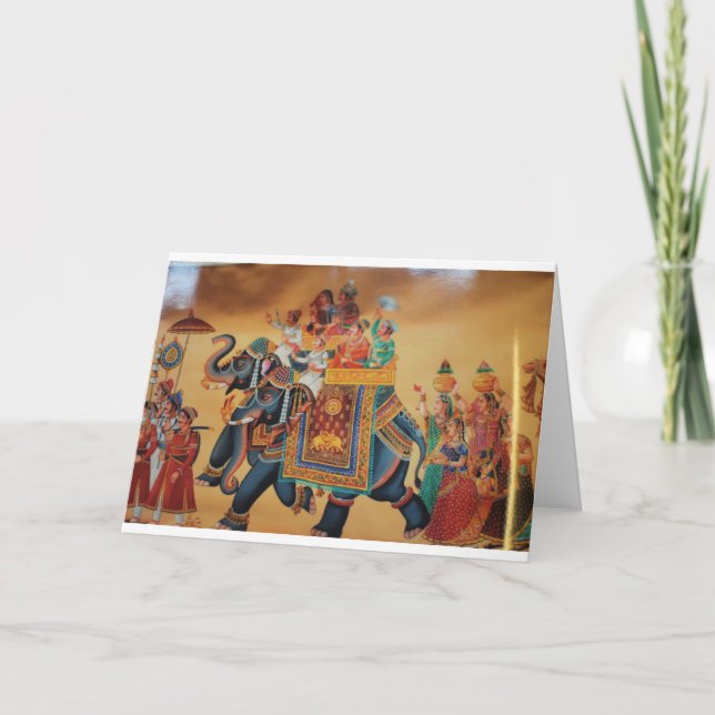 CARTÃO VINTAGE ROYAL INDIAN WEDDING PROCESSION ELEPHANT (Frente)