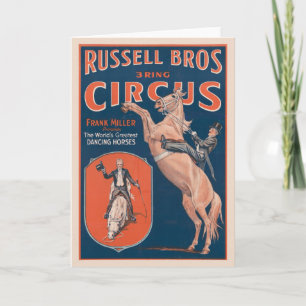 Cartão Vintage Russell Brothers Circus Poster.