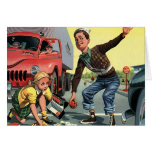 Cartão Vintage Safety Patrol Cruzando Guarda Ajudando Gar