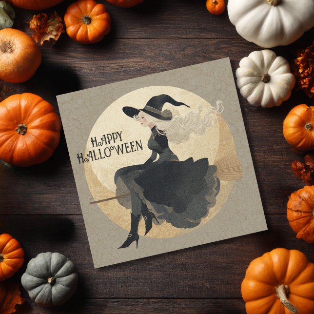 Cartão Vintage Salem Witch Gothic Scary Halloween (Criador carregado)