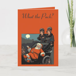 Cartão Vintage Santa Sleigh A Stroller and Nurse Maids