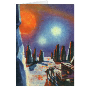 Cartão Vintage Science Ficting Planeta Estrangeiro com Al