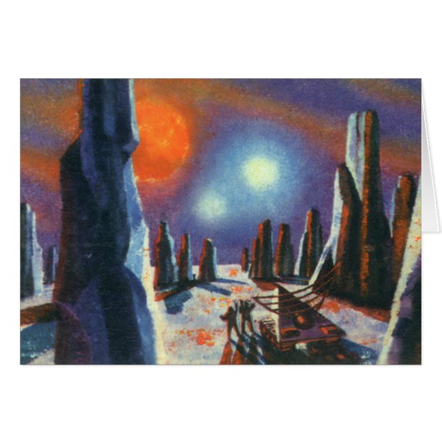 Cartão Vintage Science Ficting Planeta Estrangeiro com Al (Frente Horizontal)