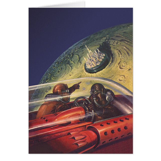 Cartão Vintage Science Fiction, Futurística City on Moon (Frente)